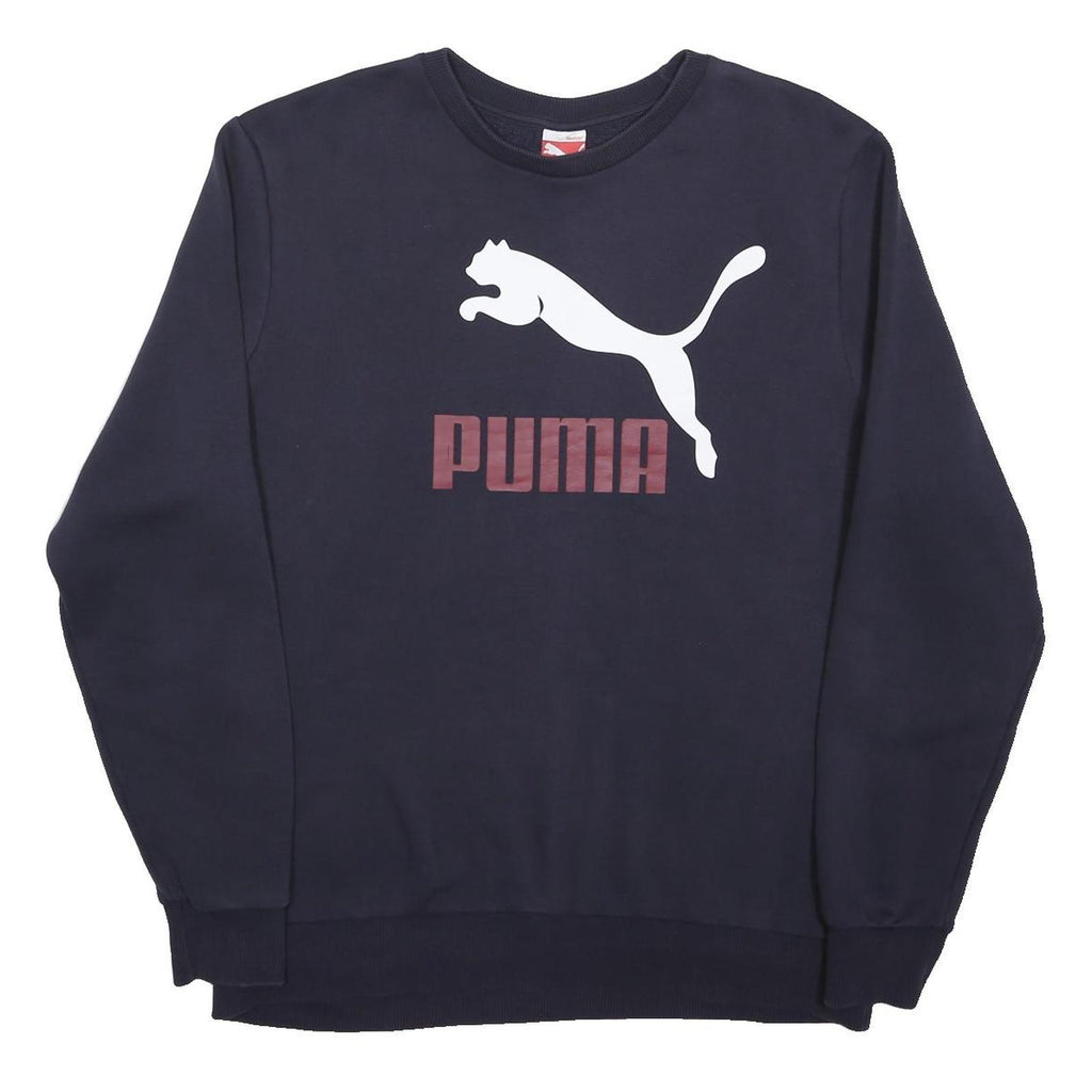 PUMA Mens Navy Blue Cotton Blend Crew Neck XL Sweatshirt Logo Print