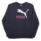 PUMA Mens Navy Blue Cotton Blend Crew Neck XL Sweatshirt Logo Print