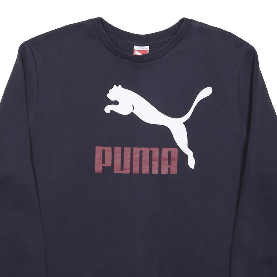 PUMA Mens Navy Blue Cotton Blend Crew Neck XL Sweatshirt Logo Print