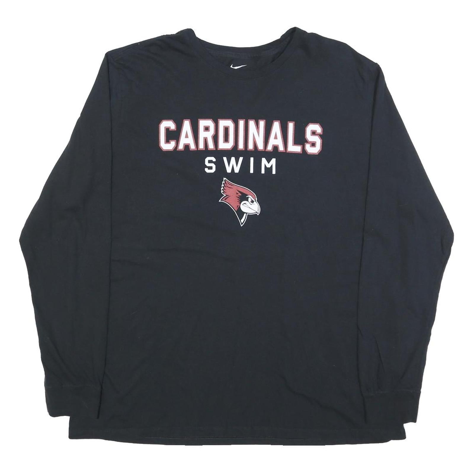 NIKE Mens Black Cardinals Swim Long Sleeve Crew Neck Cotton Blend 2XL