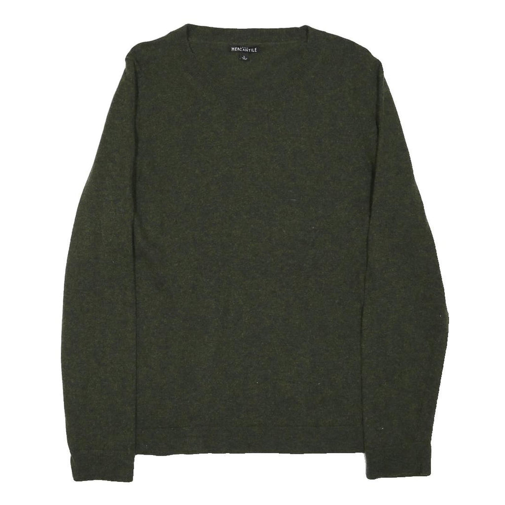 J.CREW Womens Green Wool Blend Plain Crew Neck Basic Knit Jumper L