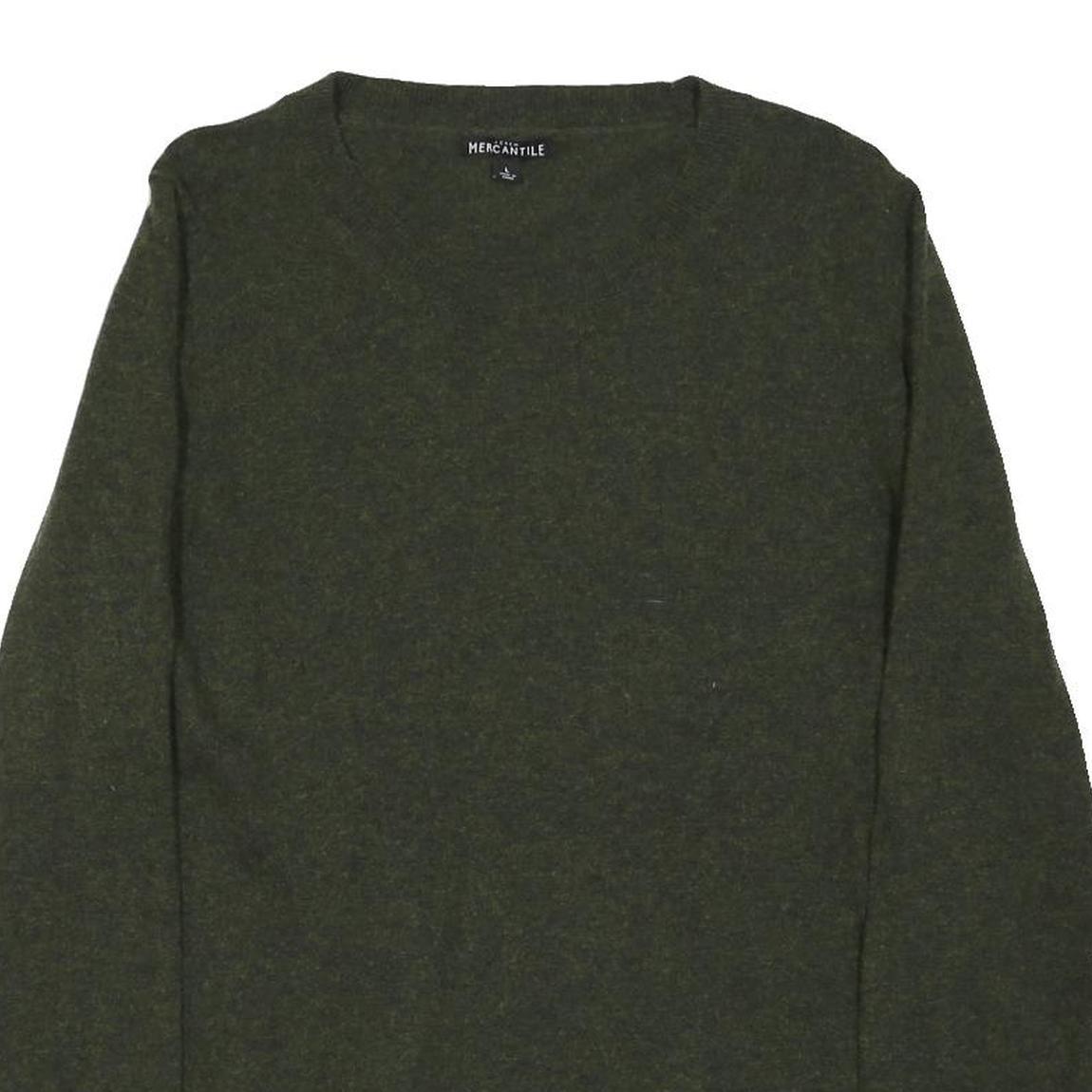 J.CREW Womens Green Wool Blend Plain Crew Neck Basic Knit Jumper L