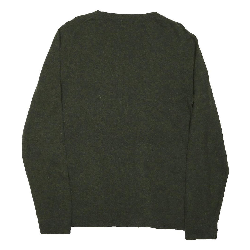 J.CREW Womens Green Wool Blend Plain Crew Neck Basic Knit Jumper L