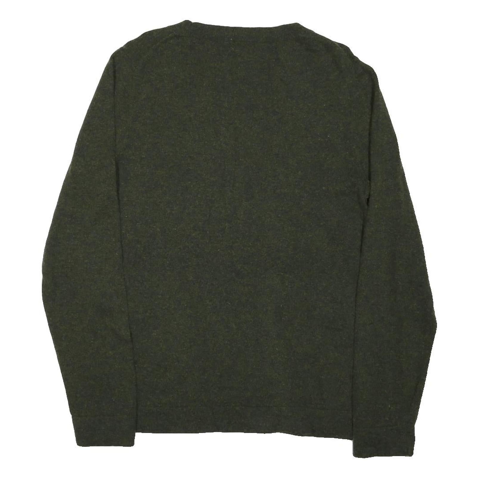 J.CREW Womens Green Wool Blend Plain Crew Neck Basic Knit Jumper L