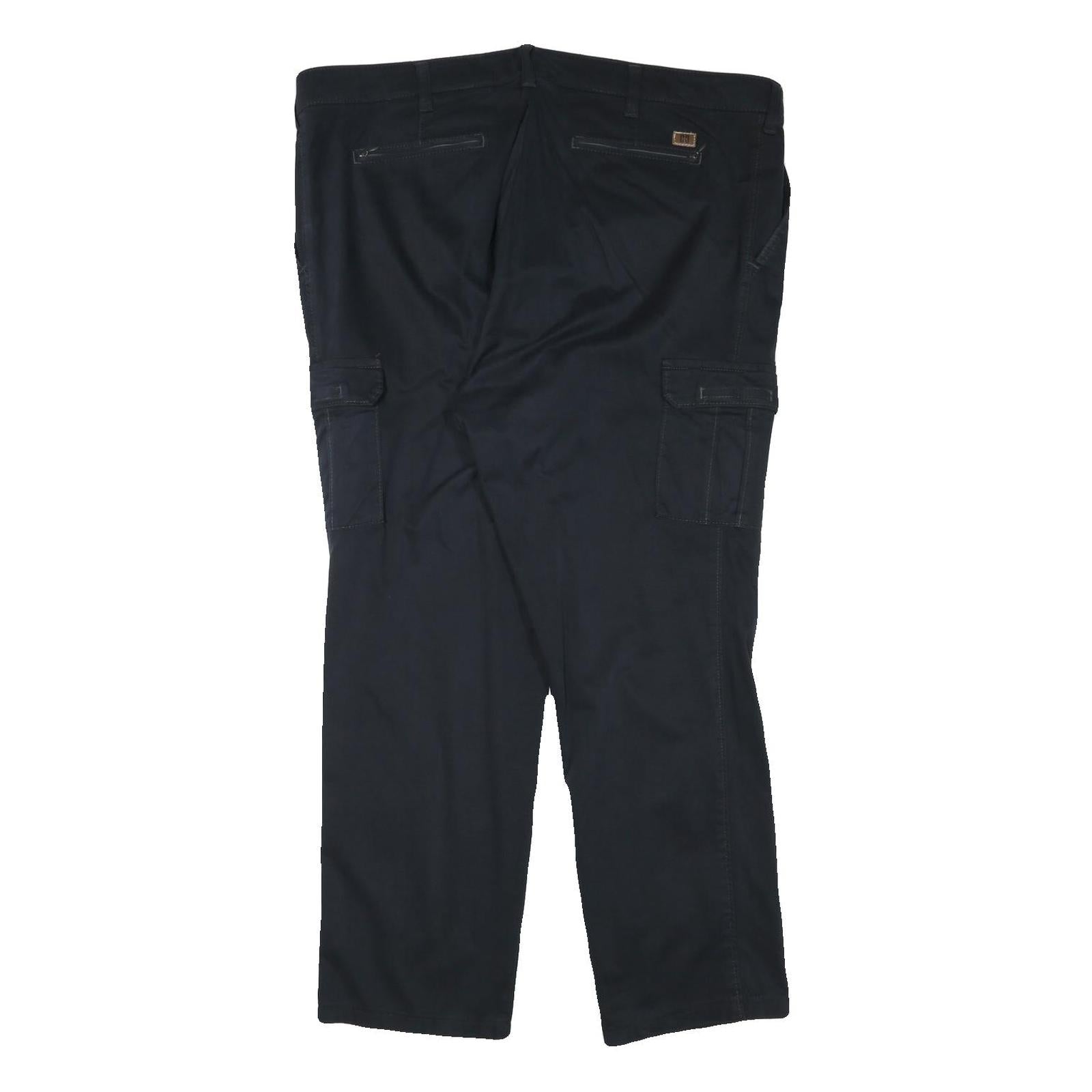 CLUB OF COMFORT Mens Cotton Blend Black Regular Cargo Trousers W42 L29