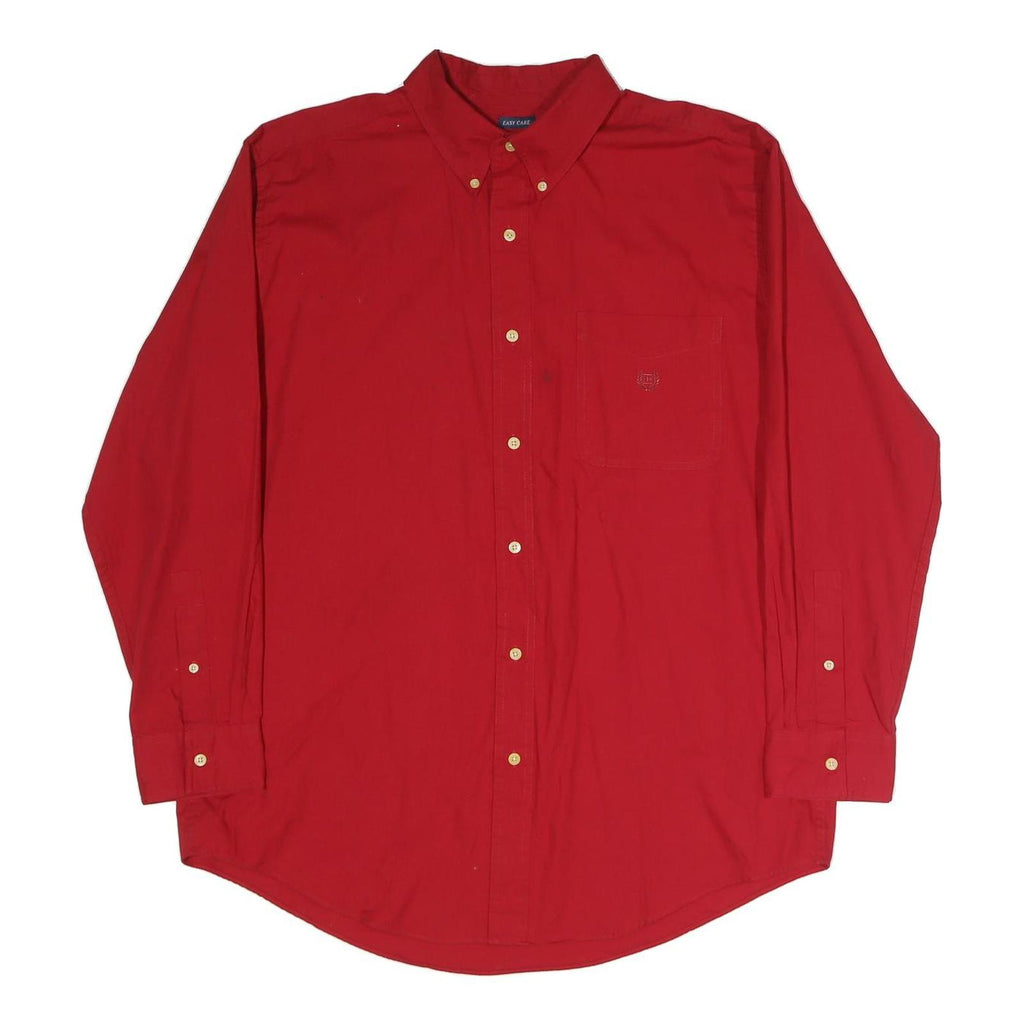 CHAPS Mens Red Plain Cotton Blend Shirt L Button Down Relaxed Fit