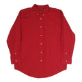 CHAPS Mens Red Plain Cotton Blend Shirt L Button Down Relaxed Fit