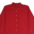 CHAPS Mens Red Plain Cotton Blend Shirt L Button Down Relaxed Fit