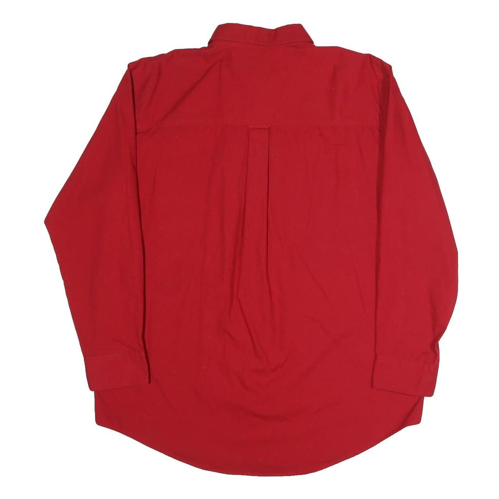 CHAPS Mens Red Plain Cotton Blend Shirt L Button Down Relaxed Fit