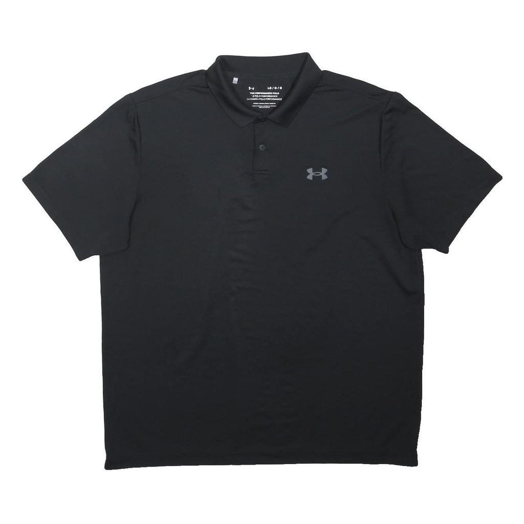 UNDER ARMOUR Mens Black Performance Polo L Polyester Blend Short Sleeve Basic