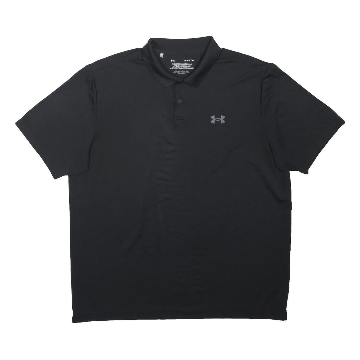 UNDER ARMOUR Mens Black Performance Polo L Polyester Blend Short Sleeve Basic