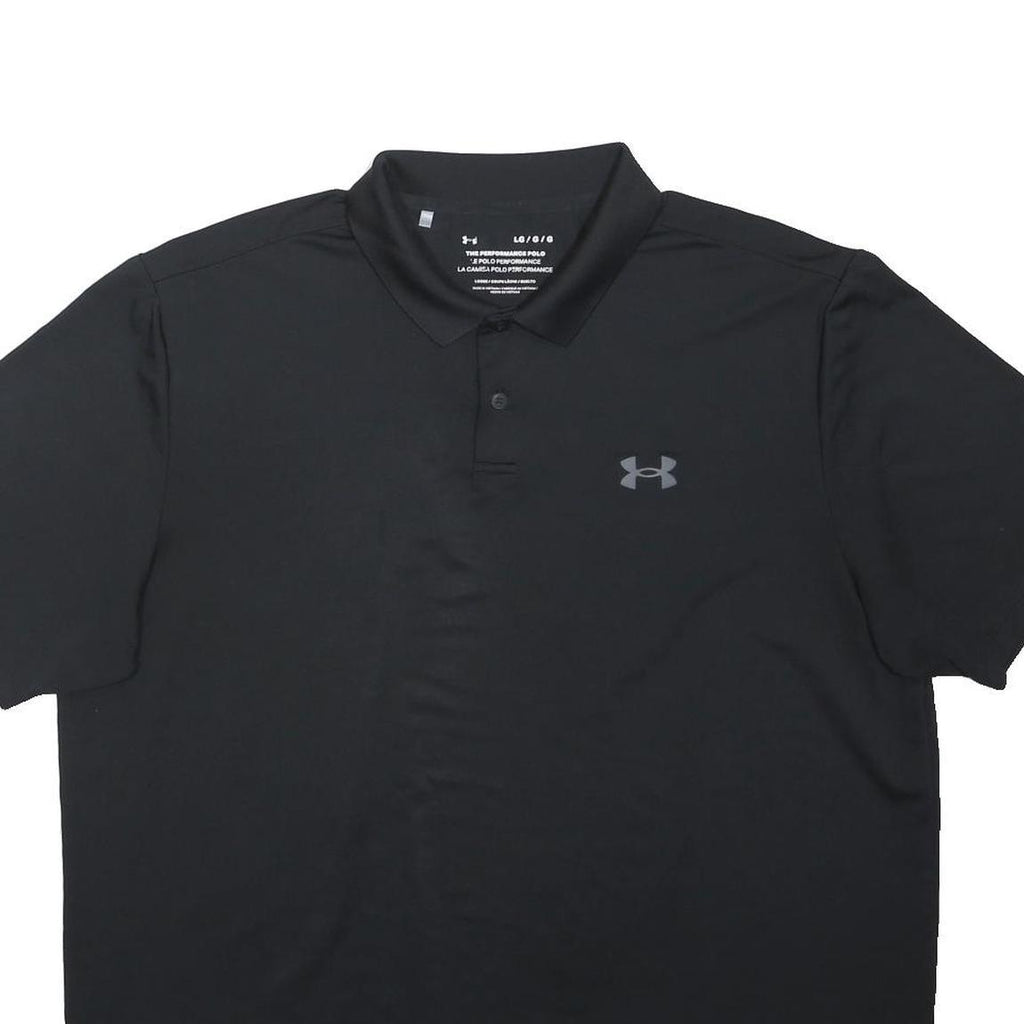 UNDER ARMOUR Mens Black Performance Polo L Polyester Blend Short Sleeve Basic