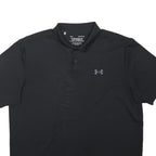 UNDER ARMOUR Mens Black Performance Polo L Polyester Blend Short Sleeve Basic