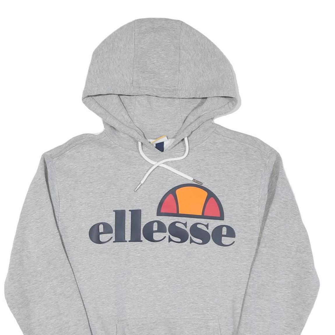 ELLESSE Womens Grey Cotton Hoodie UK 6 Pullover Casual Sweatshirt