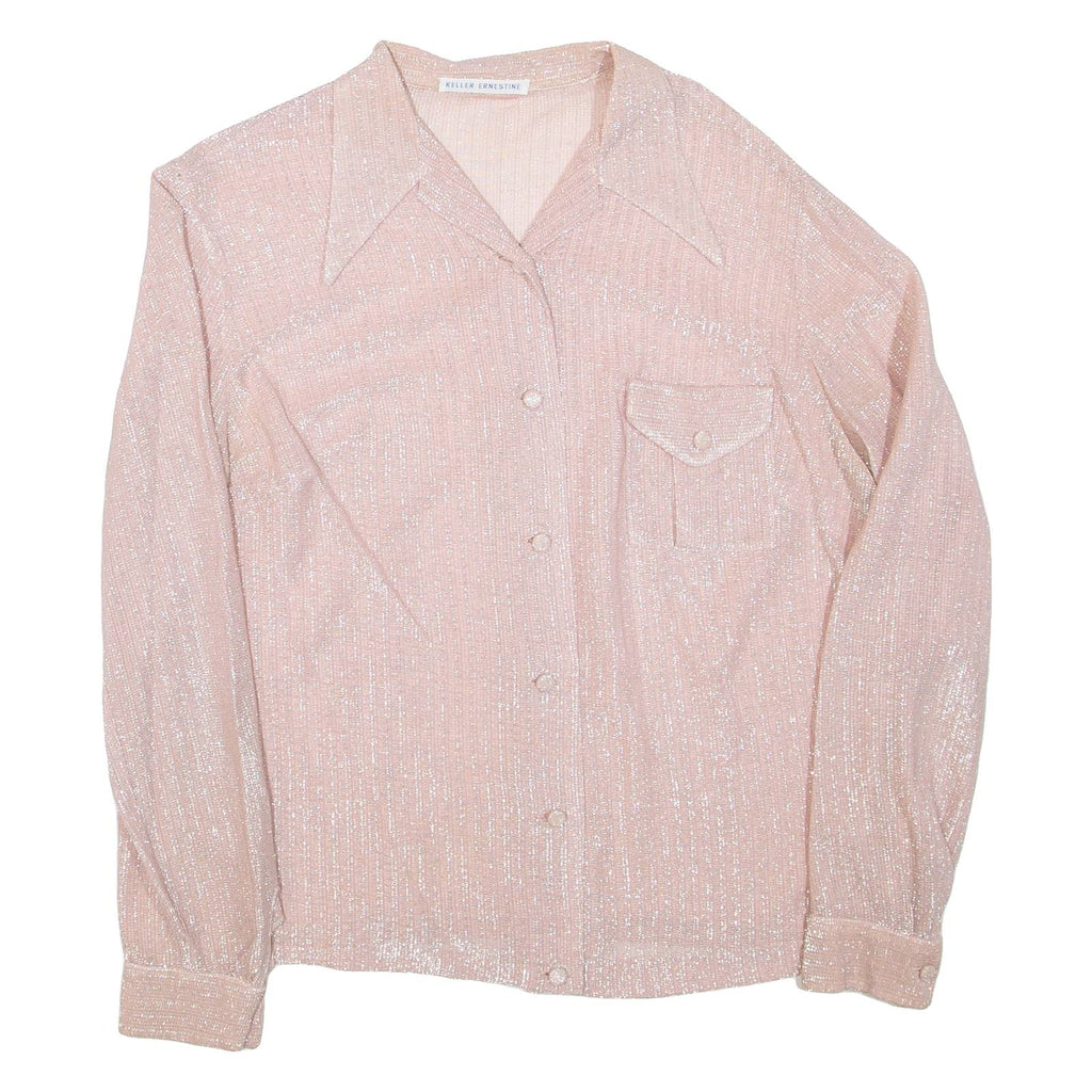 KELLER ERNESTINE Womens Shirt Pink Collared Long Sleeve M