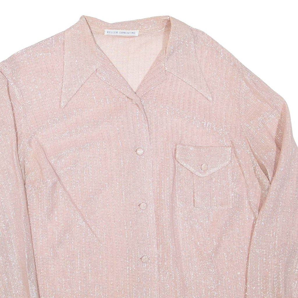 KELLER ERNESTINE Womens Shirt Pink Collared Long Sleeve M