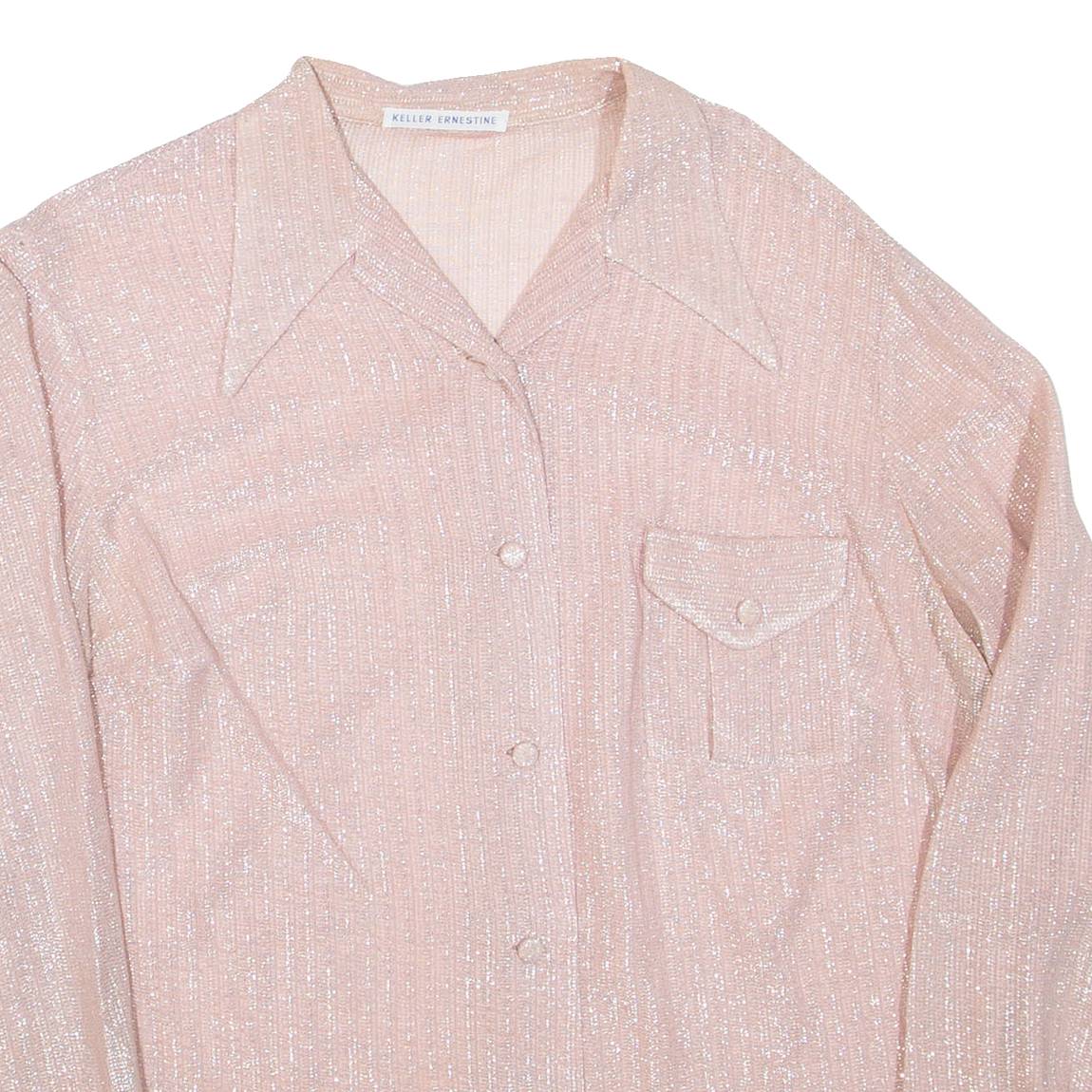 KELLER ERNESTINE Womens Shirt Pink Collared Long Sleeve M