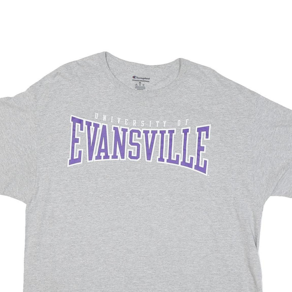 CHAMPION Mens Grey University Of Evansville Graphic T-Shirt XL Short Sleeve Crew