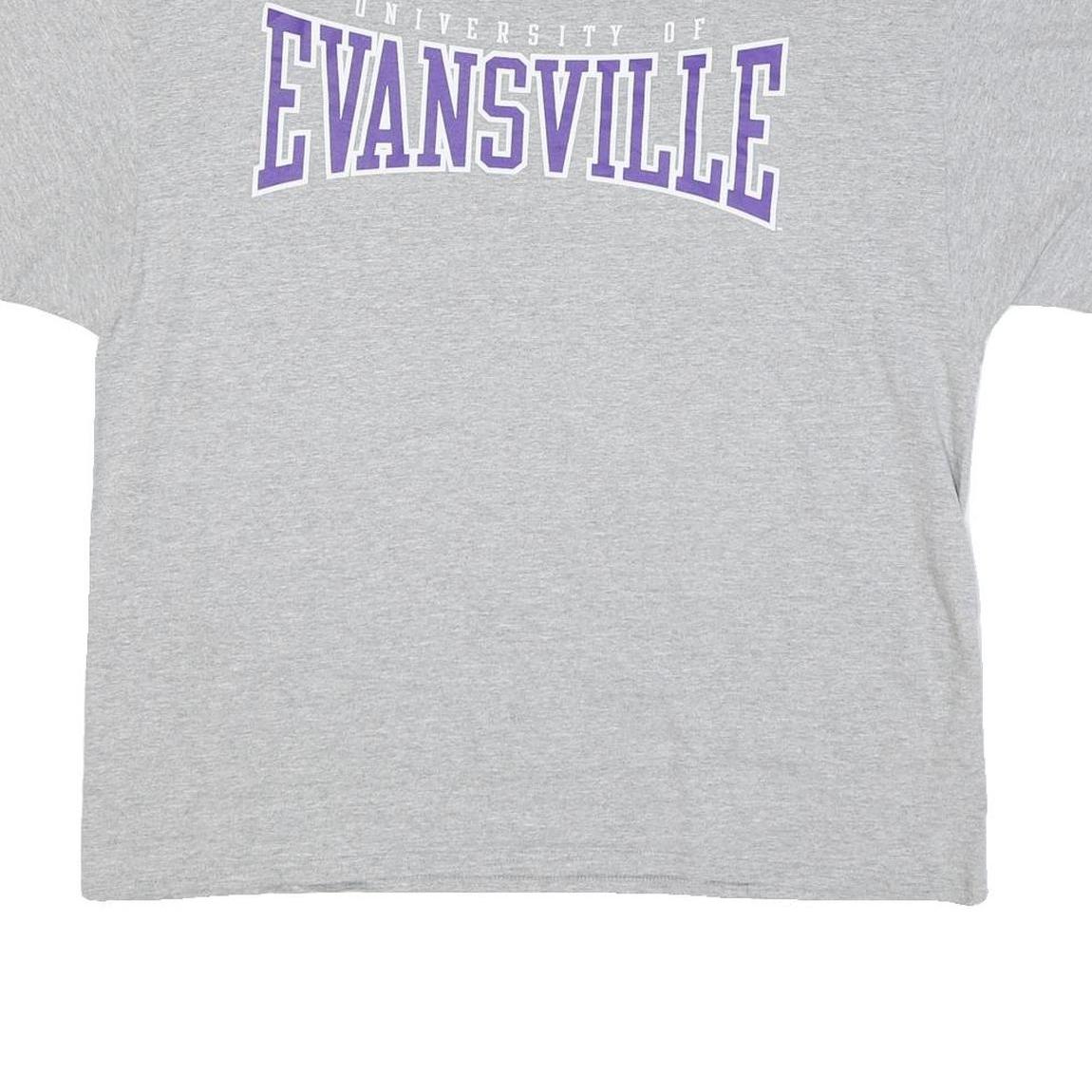 CHAMPION Mens Grey University Of Evansville Graphic T-Shirt XL Short Sleeve Crew
