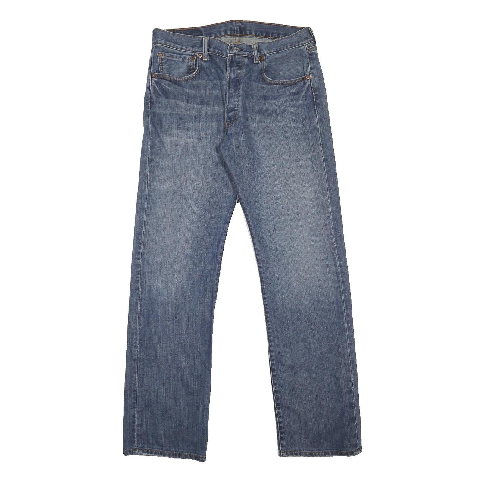 LEVI'S 501 Mens Jeans Blue Regular Straight Denim Medium W32 L32 Classic Button