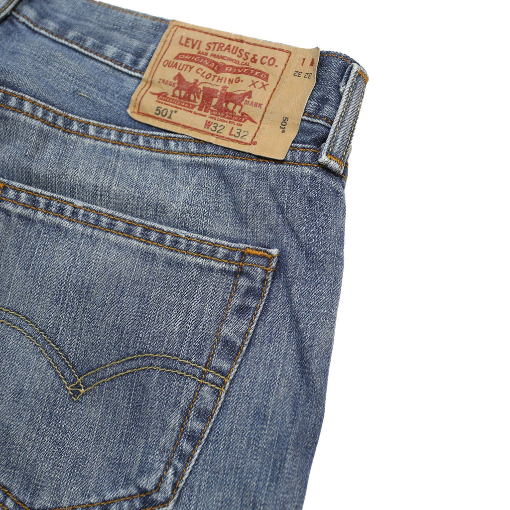 LEVI'S 501 Mens Jeans Blue Regular Straight Denim Medium W32 L32 Classic Button