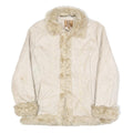 GAZOZ Womens Cream Beige Faux Fur Trim Button Jacket XL Polyester Winter