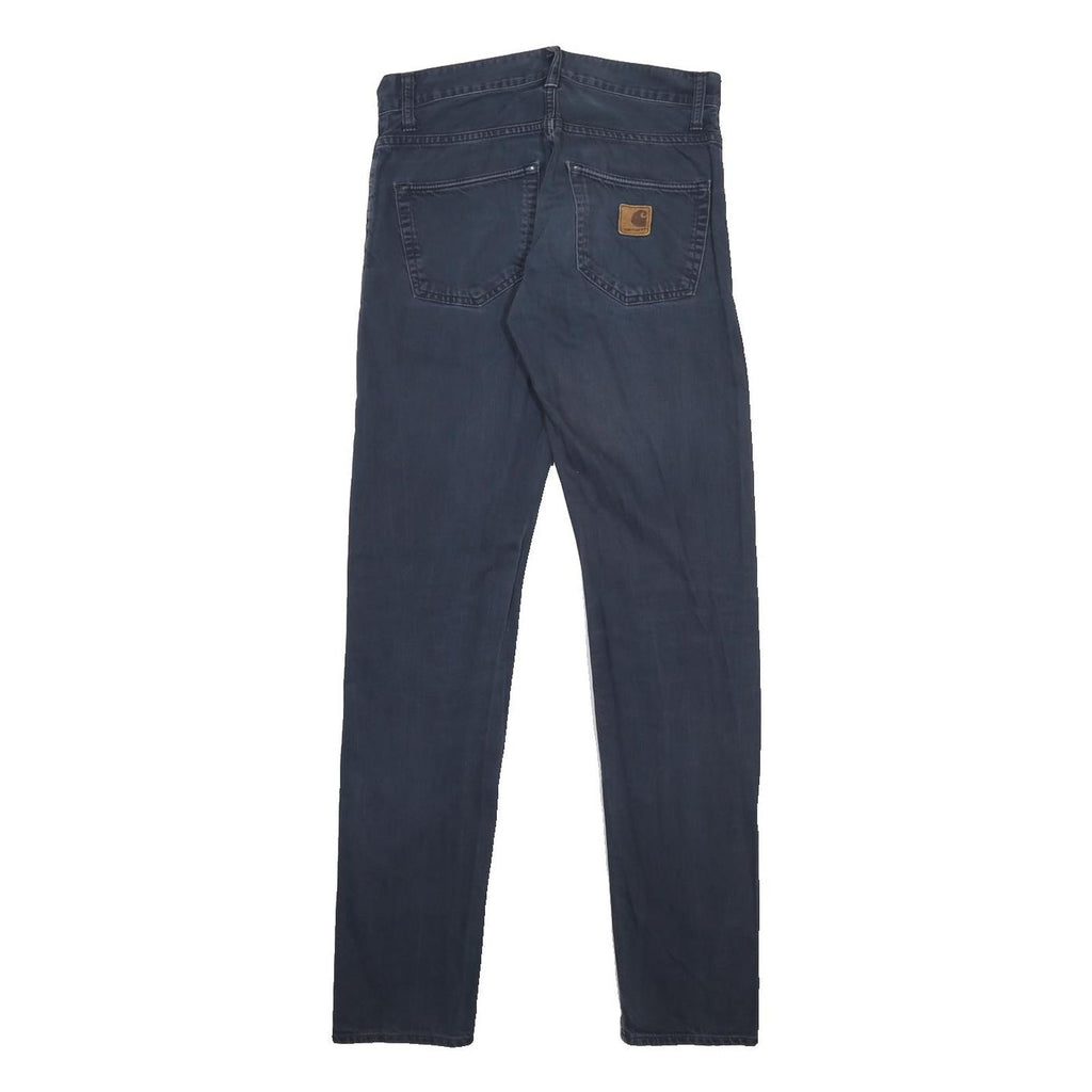 CARHARTT Mens Slim Navy Blue Jeans Cotton Zip W29 L34 Durable Stylish