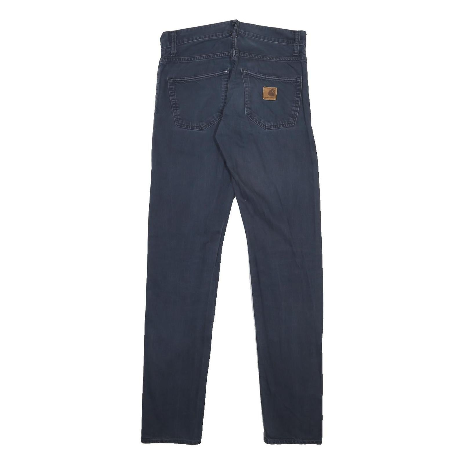 CARHARTT Mens Slim Navy Blue Jeans Cotton Zip W29 L34 Durable Stylish