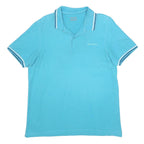 LOTTO Mens Blue Polo Shirt L Cotton Blend Short Sleeve Classic Fit Casual