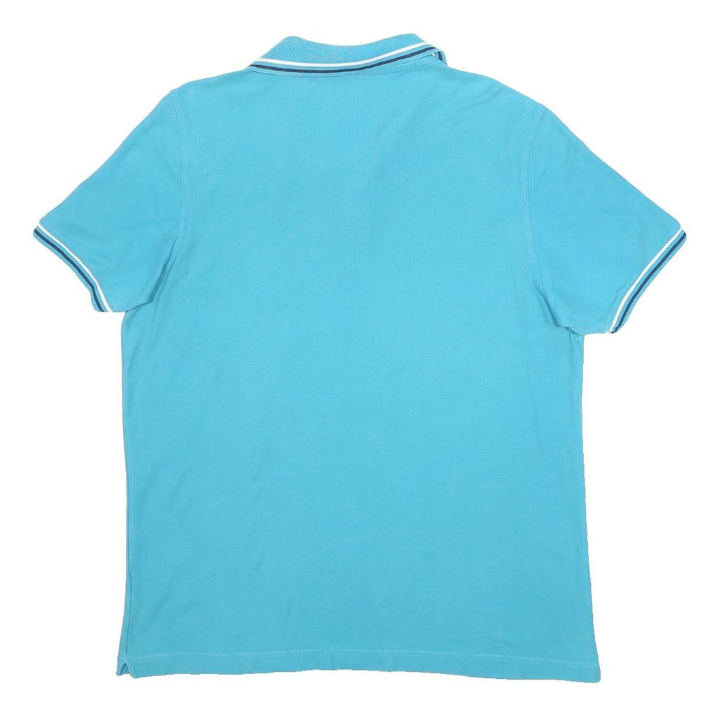 LOTTO Mens Blue Polo Shirt L Cotton Blend Short Sleeve Classic Fit Casual