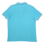 LOTTO Mens Blue Polo Shirt L Cotton Blend Short Sleeve Classic Fit Casual