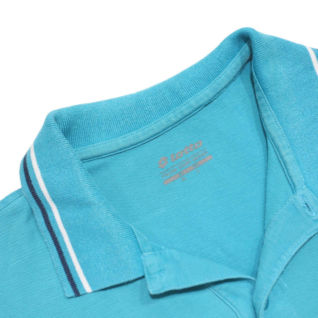 LOTTO Mens Blue Polo Shirt L Cotton Blend Short Sleeve Classic Fit Casual