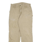 CARHARTT Mens Relaxed Beige Cotton Blend Zip Trousers W32 L31 Workwear Durable