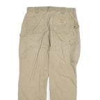 CARHARTT Mens Relaxed Beige Cotton Blend Zip Trousers W32 L31 Workwear Durable
