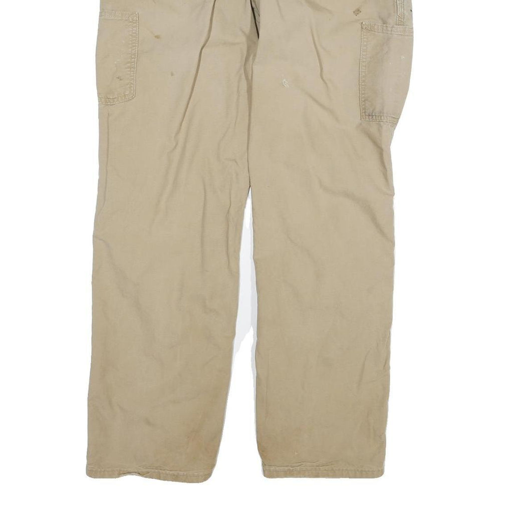 CARHARTT Mens Relaxed Beige Cotton Blend Zip Trousers W32 L31 Workwear Durable
