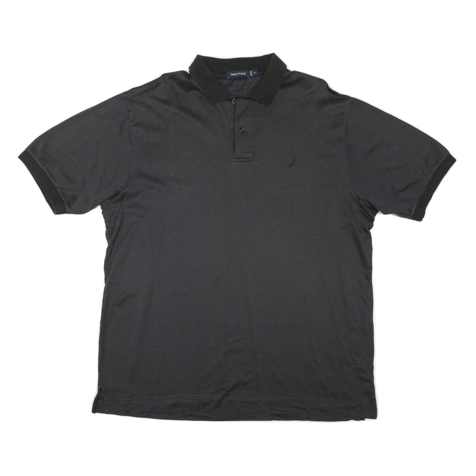 NAUTICA Mens Black Polo Shirt XL Cotton Blend Basic Short Sleeve Classic Fit