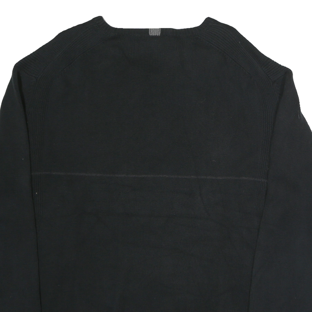 NAUTICA Mens Black Cotton Plain Crew Neck Basic Knit Jumper XL Casual