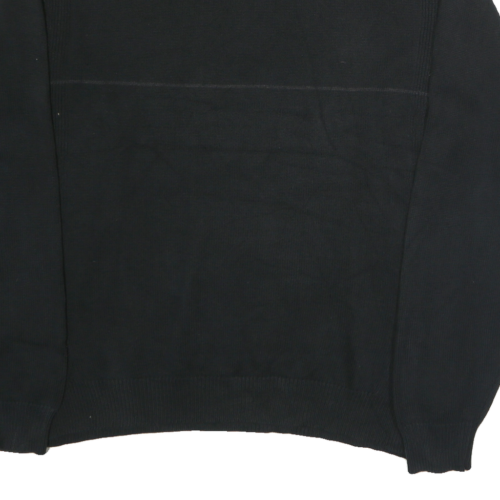 NAUTICA Mens Black Cotton Plain Crew Neck Basic Knit Jumper XL Casual