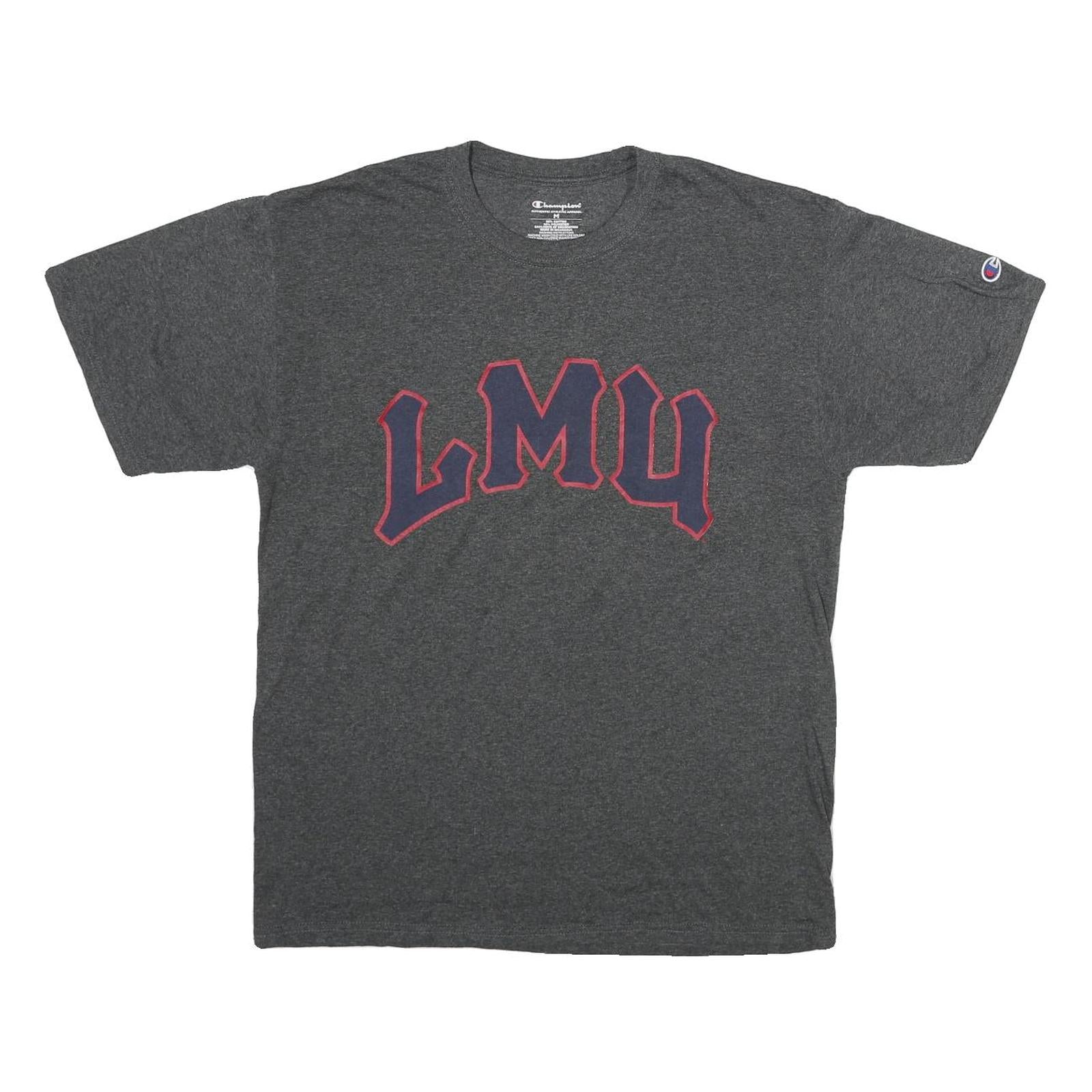 CHAMPION Mens Grey LMU Graphic T-Shirt M Short Sleeve Crew Neck Cotton Comfort