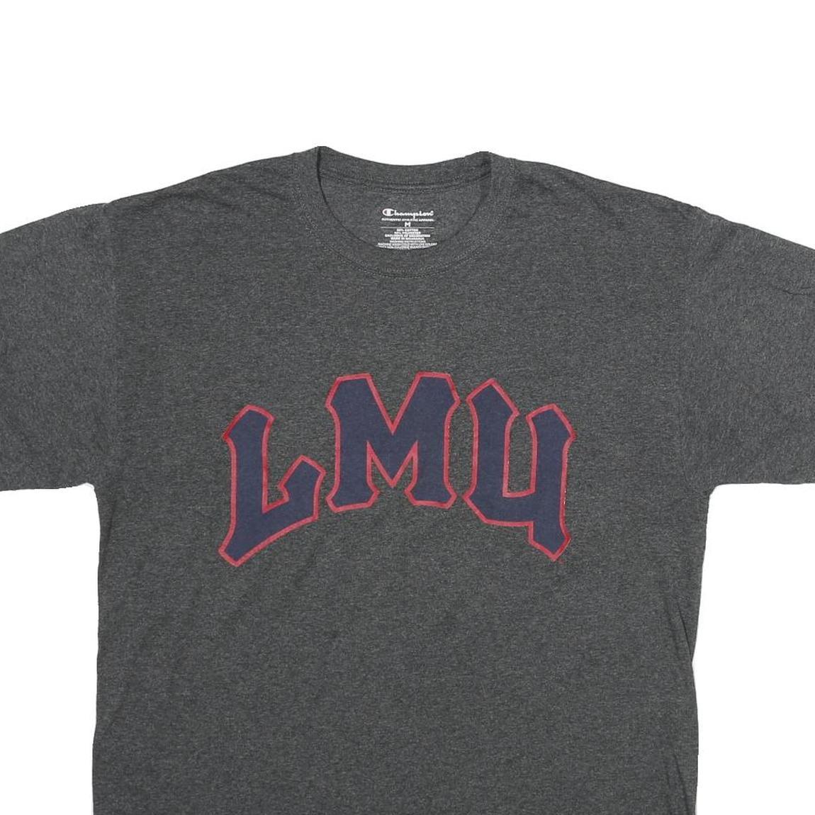 CHAMPION Mens Grey LMU Graphic T-Shirt M Short Sleeve Crew Neck Cotton Comfort