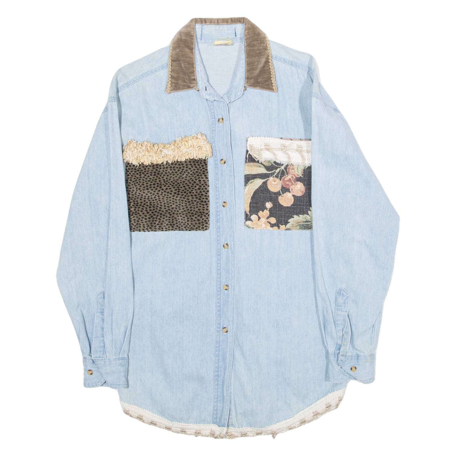 GREAT AUNT NINA Womens Denim Shirt Blue Long Sleeve S