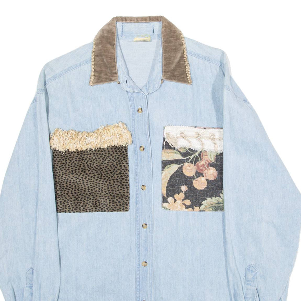 GREAT AUNT NINA Womens Denim Shirt Blue Long Sleeve S