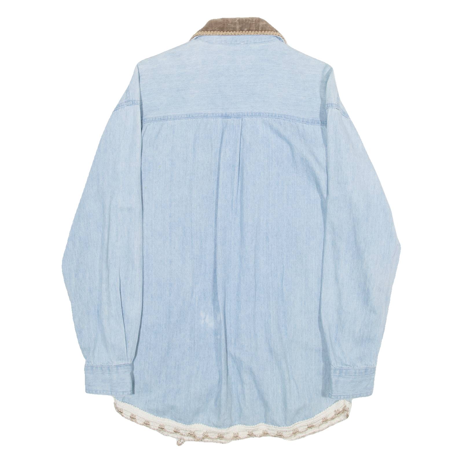 GREAT AUNT NINA Womens Denim Shirt Blue Long Sleeve S