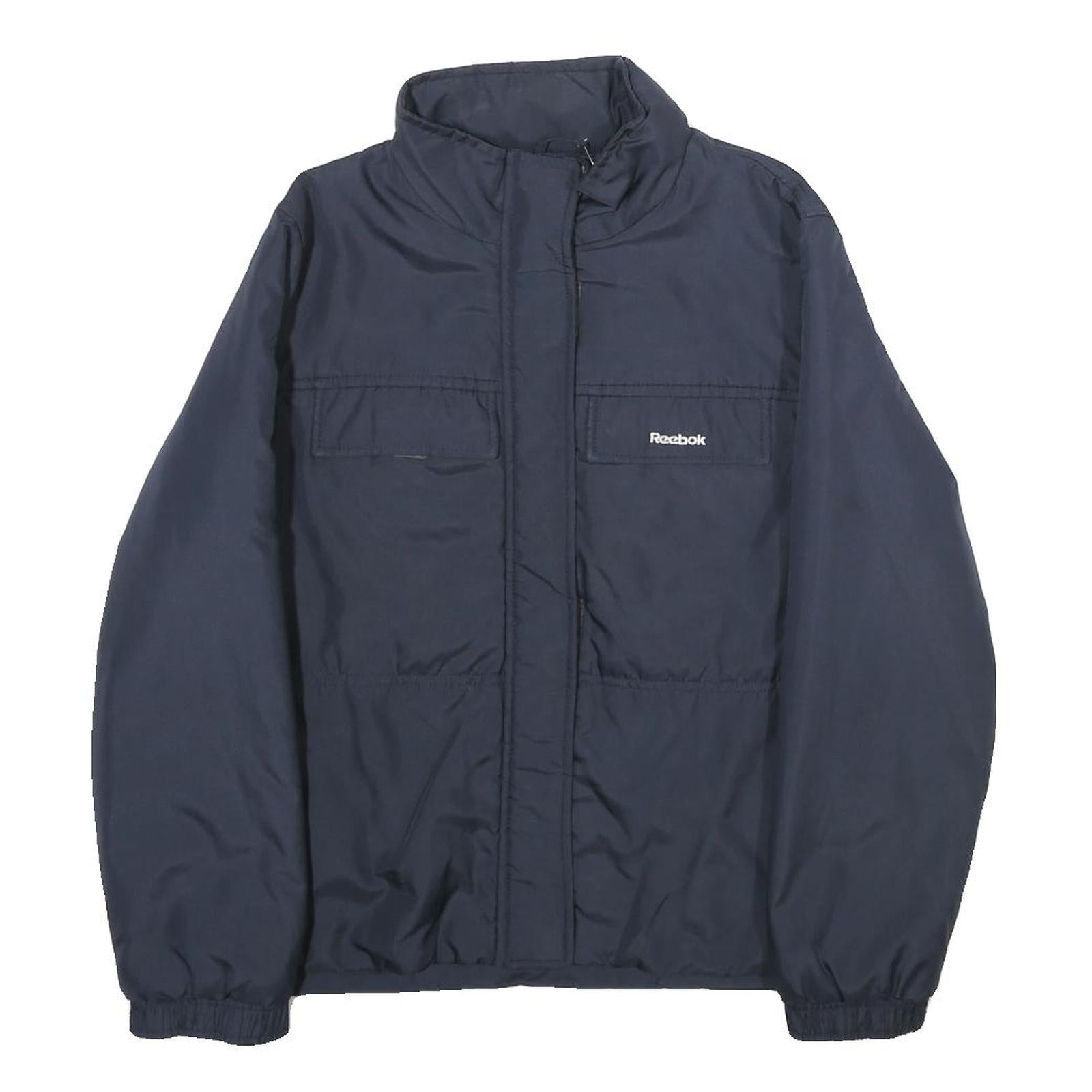 REEBOK Womens Navy Blue Jacket UK 10 Polyester Zip Plain Lightweight Sportswear