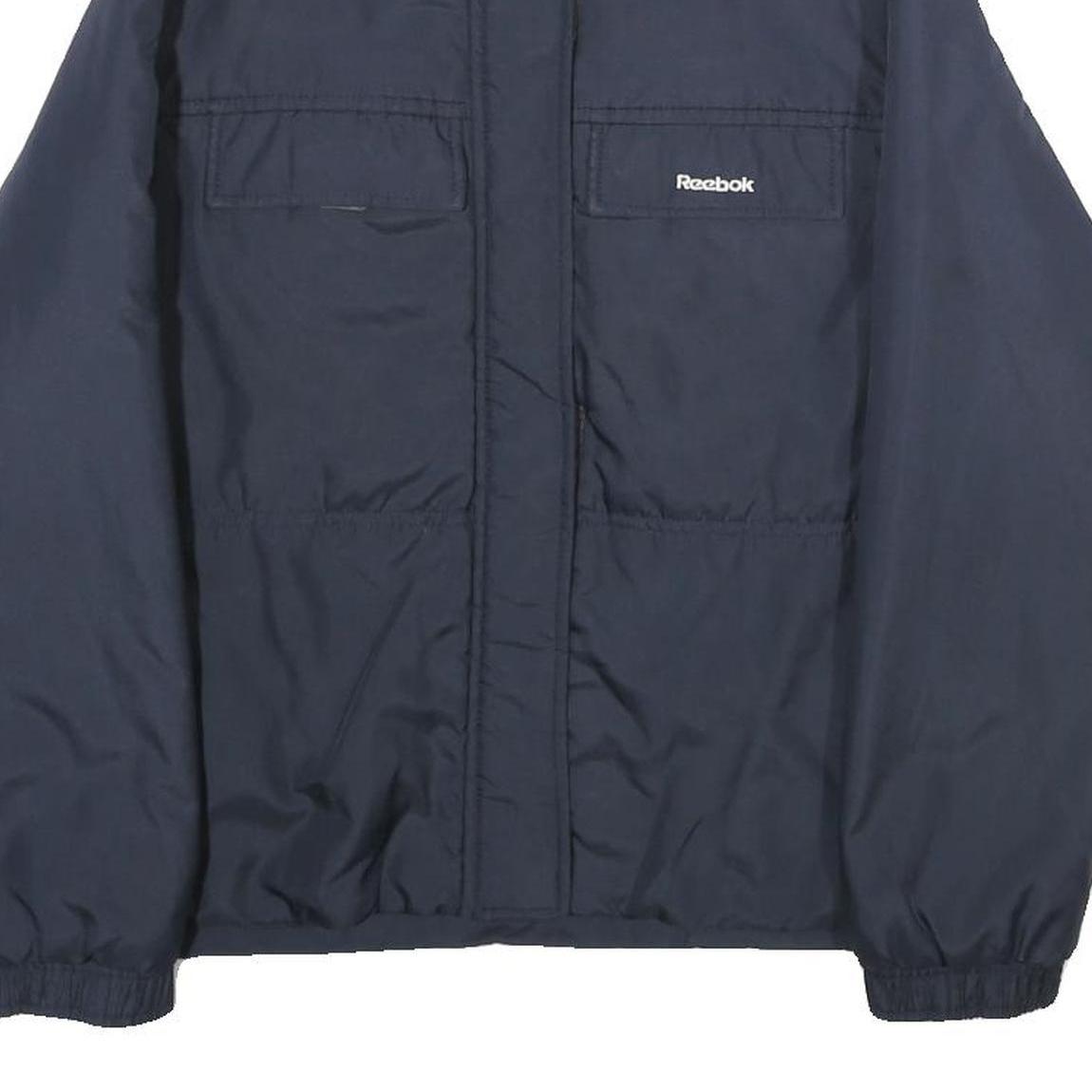 REEBOK Womens Navy Blue Jacket UK 10 Polyester Zip Plain Lightweight Sportswear