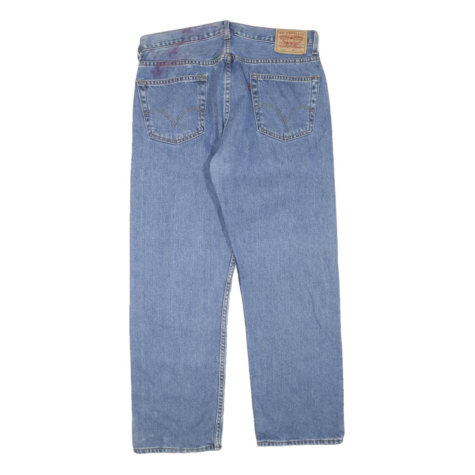 LEVI'S 505 Mens Jeans Blue Regular Straight Denim Medium W36 L30 Classic Style