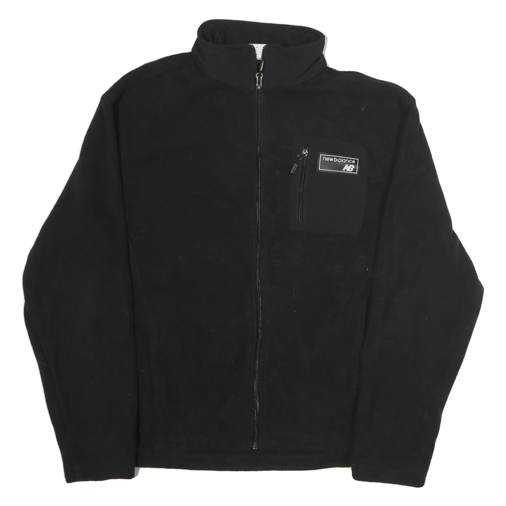 NEW BALANCE Mens Black Jacket L Polyester Plain Zip Pocket Casual Sportswear