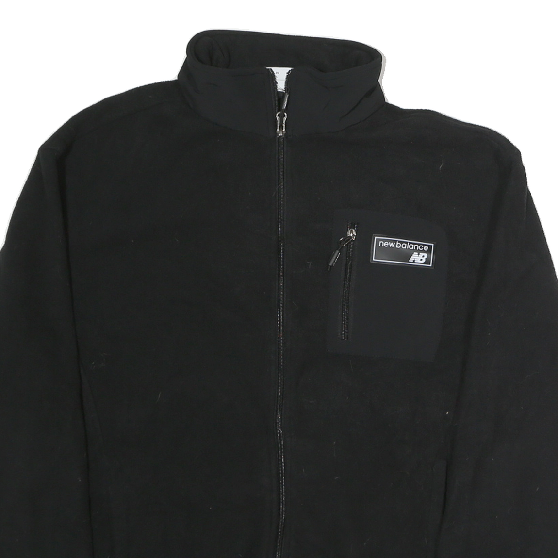 NEW BALANCE Mens Black Jacket L Polyester Plain Zip Pocket Casual Sportswear