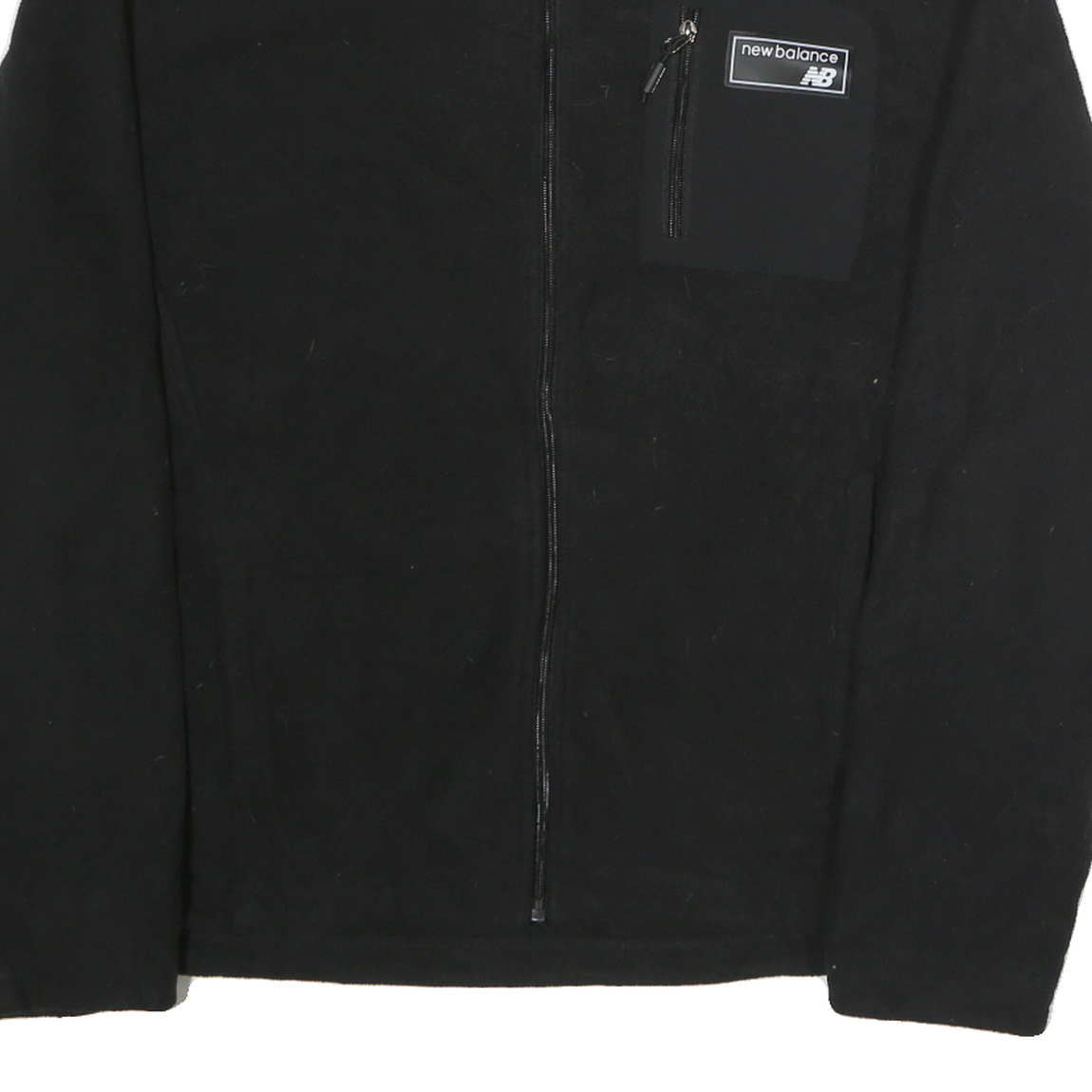 NEW BALANCE Mens Black Jacket L Polyester Plain Zip Pocket Casual Sportswear