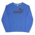 PUMA Mens Blue Sweatshirt Crew Neck M Cotton Blend Logo Print Casual Pullover